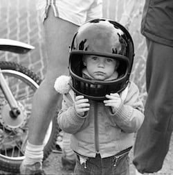 Child with a helmet