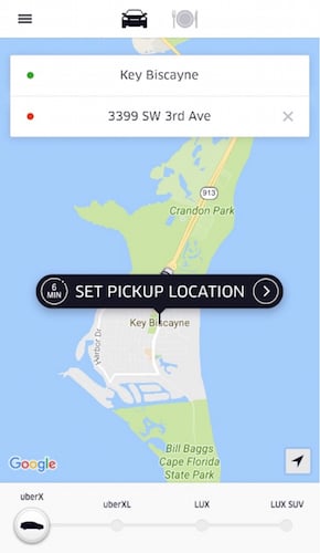 Uber on Key Biscayne