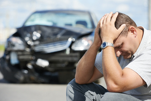 Disappointed man in Car Accident