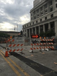 Road closed sign