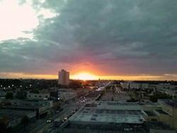Sunset on a small city