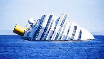 a cruise sinking, representing cruise ship accidents